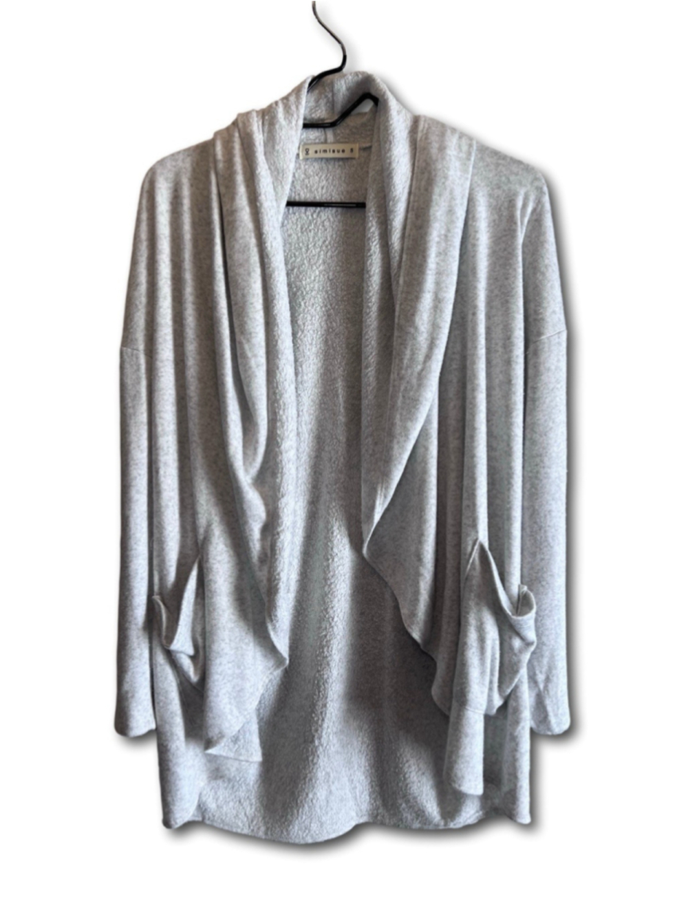 Simisue Waterfall Cardigan Gray Size S Minimalist Open-Front Layering Pockets